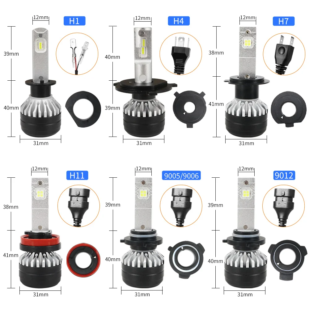 DC 9-24 V 6000 K 7800lm 55 W полностью металлический корпус h7 светодиодные фары автомобиля супер яркий h1 свет автомобиля h4 led автомобилей туман лампы h11 противотуманные фары