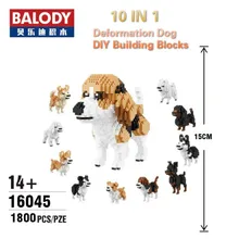 Balody 10 Em 1 Cão Modelo Animal de Brinquedo de Blocos de Construção DIY Educacional Deformação Brinquedos Tijolos Brinquedos Infantis Melhores Presentes