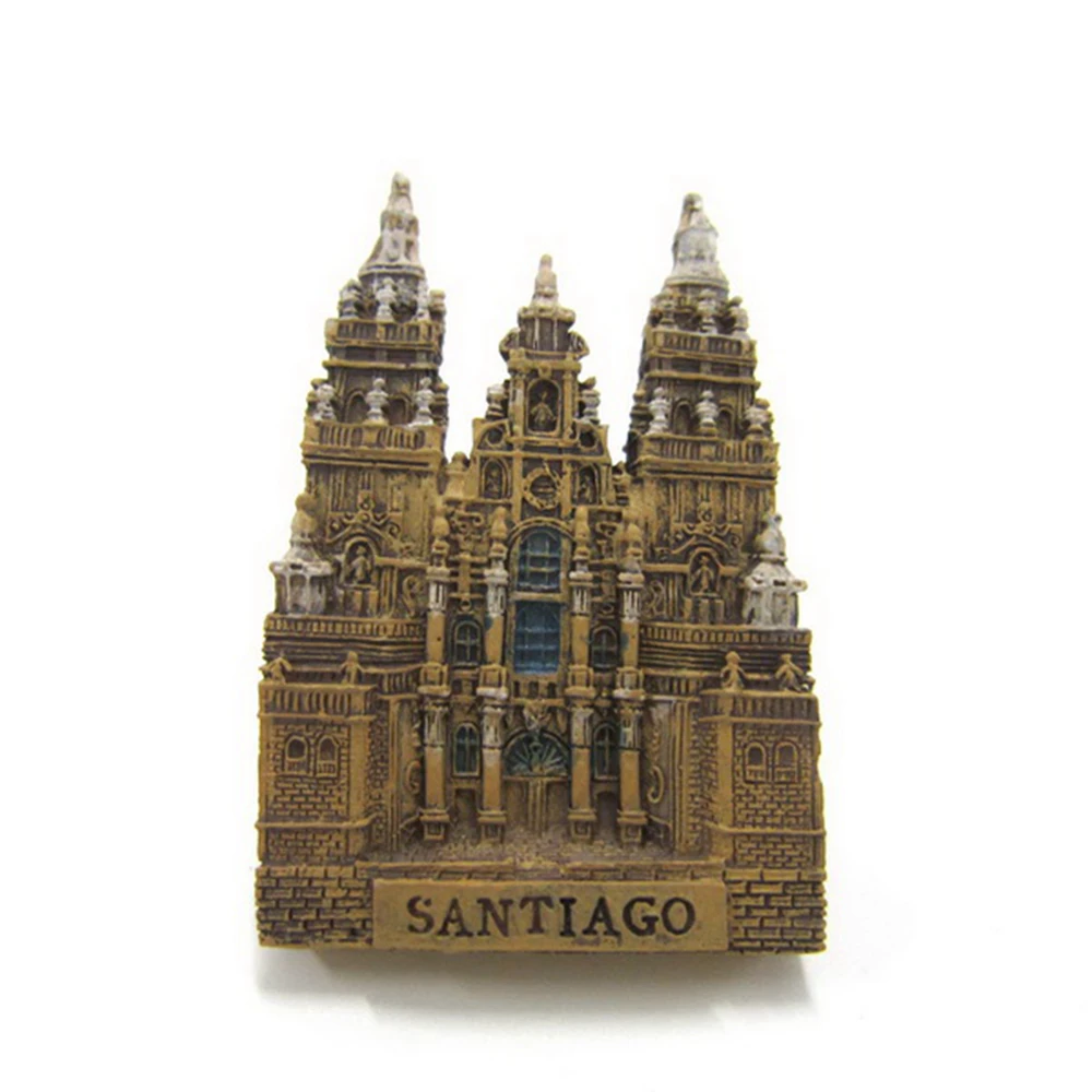 

Spain Santiago Tourist Souvenirs Fridge Magnets Handmade Resin Refrigerator Magnetic Stickers Creative Home Decor Decoration