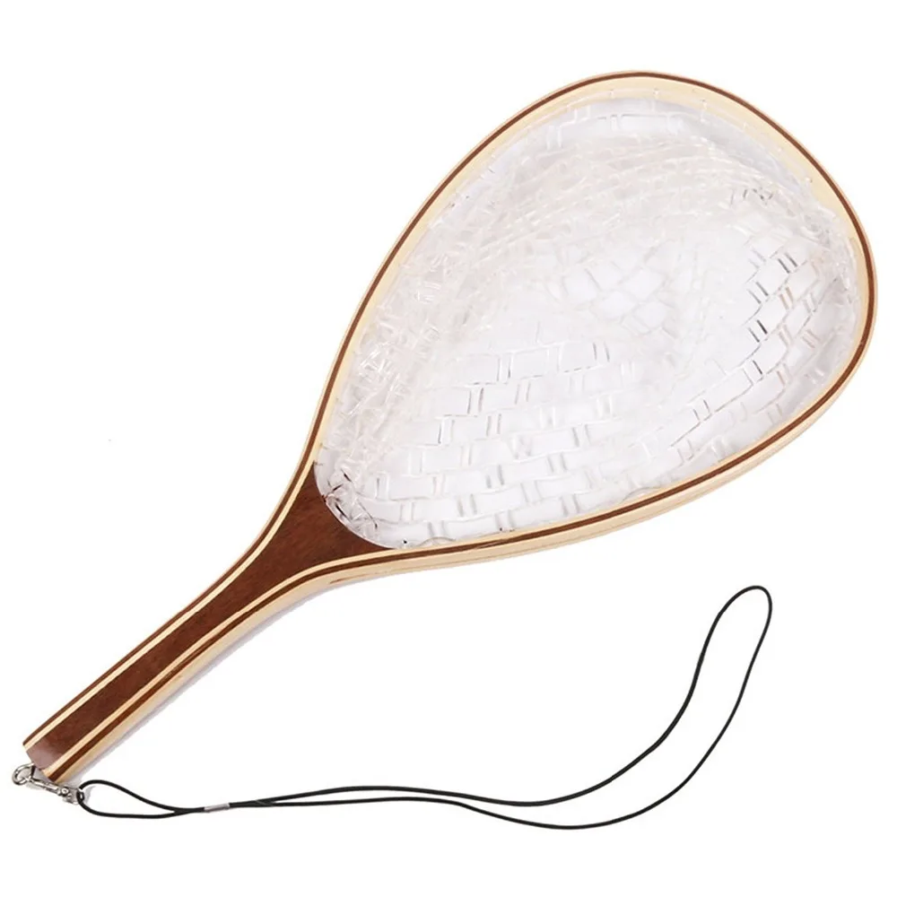 

LumiParty Fishing Net Fly Fishing Net Rubber Mesh Fish Catch and Release Net wood Frames hand