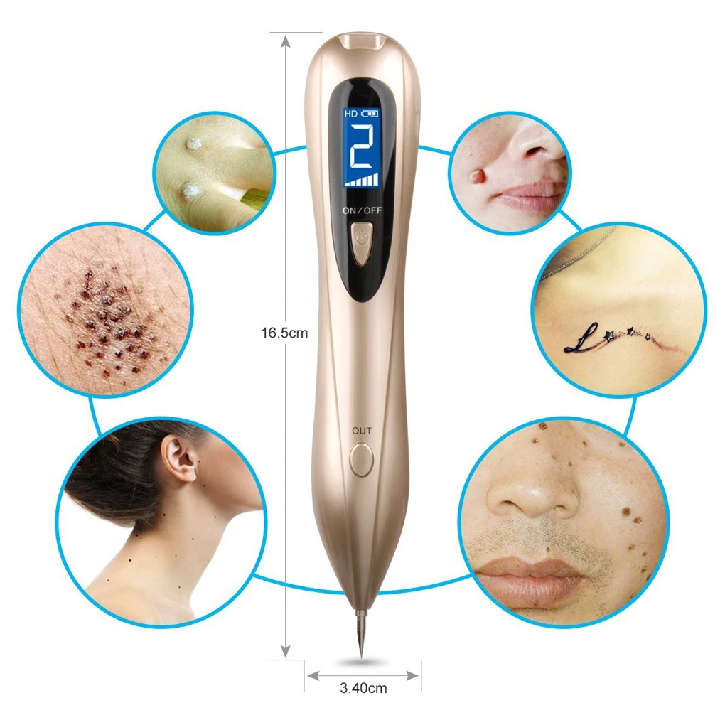 

6 Strength Level USB Rechargeable Mole Removal Pen LCD Skin Tag Removal Tool Kit for Body Facial Freckle Nevus Removal
