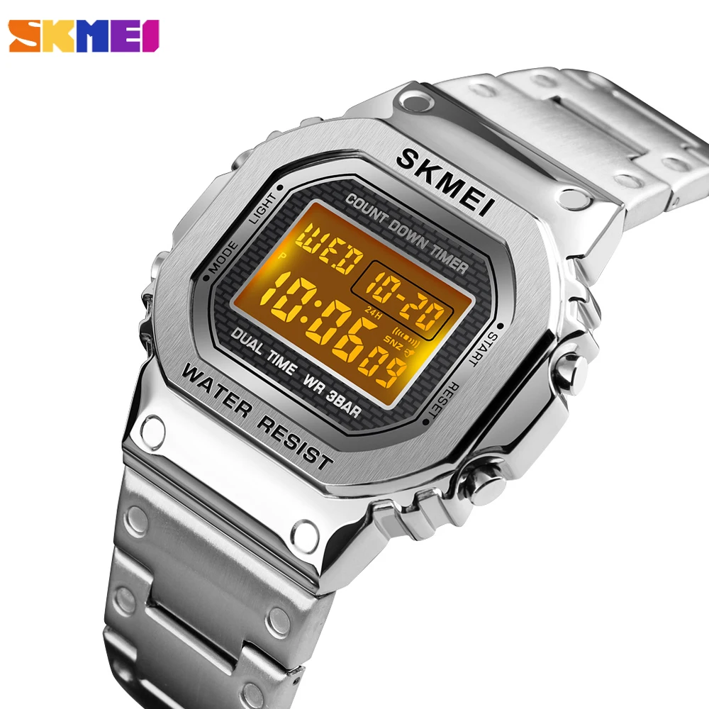 

SKMEI Luxury Sports Men's Watch Fashion Digital Waterpoof Alarm Clock Chronograph Stainless Steel Wristwatch Relogio Masculino