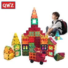 QWZ 48 pcs Tamanho Grande Conjunto Modelo de Construção Designer & Construção Magnético Blocos Magnéticos Brinquedos Educativos de Plástico Para Crianças Presente