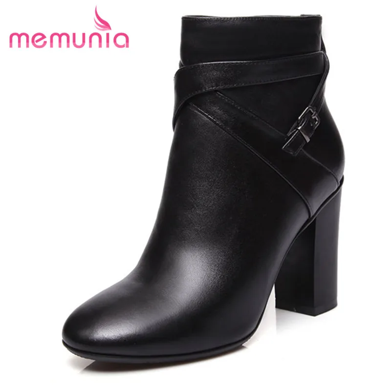 

MEMUNIA 2020 new ankle boots for women autumn extreme high heels boots simple buckle genuine leather women boots