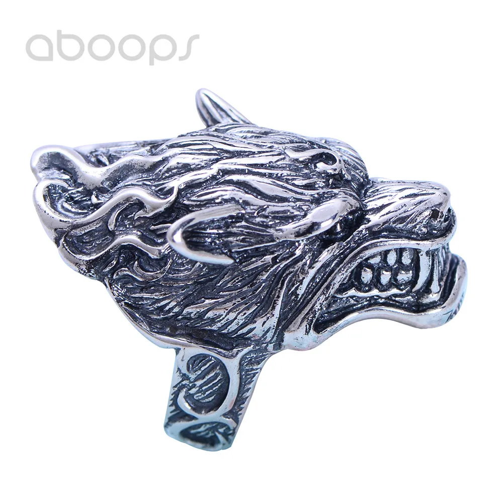 

Vintage Gothic Big Black 925 Sterling Silver Wolf Head Ring Jewelry for Men Boys Size 8.5 9 10 11 11.5 Free Shipping