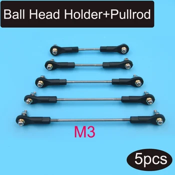 

5pcs Plastic Ball Head with Pullrod M3 Tie Rod End+Pushrod Assembly Adjustable Range 10mm Spare Parts for RC Boat Model