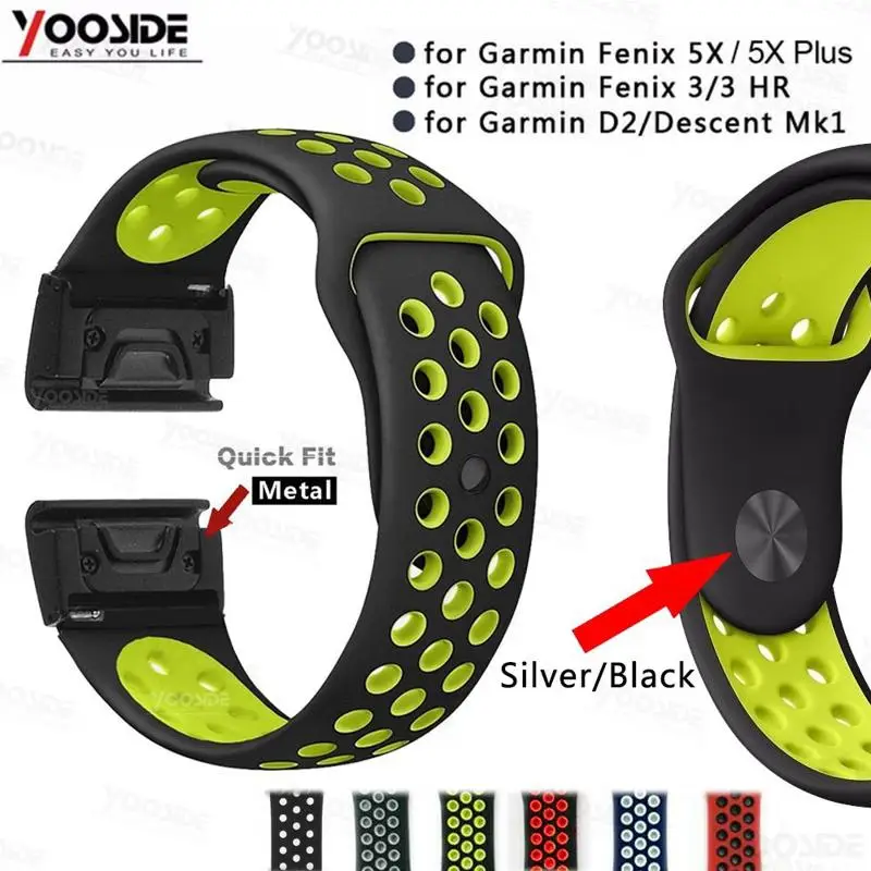 

YOOSIDE Fenix 5X 26mm Quick Fit Waterproof Silicone Watch Band Strap for Garmin Fenix 3/Fenix 5X/Fenix 5X Plus/D2 Delta PX