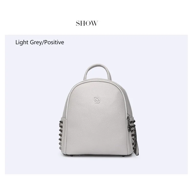 Fashion Women Backpack Ladies Handbag Shoulder Bag Leisure Upscale Genuine Leathe Bag With Rivet protection For Girl College Bag         H51940151-1 (8)