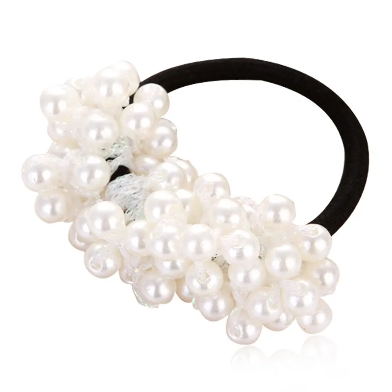 

elastic rope band rubber Women Bridal Bohemia Hair Clip Wedding Girls Princess Barrettes Hairband Accessorie pearl jewelry F4649