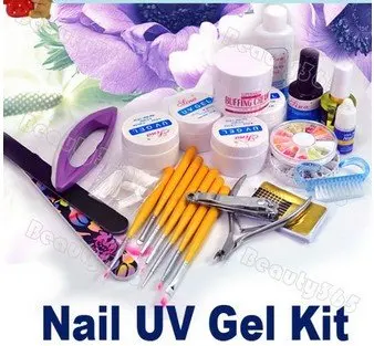 

Professional Nail Art Kit Full Set Acrylic Manicure UV Gel DIY Sparkle Tips Polisher Brushes
