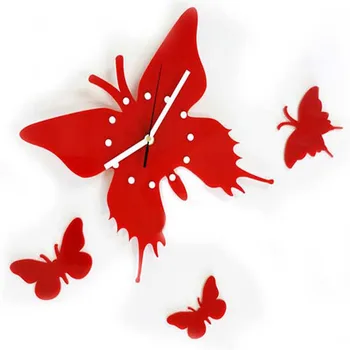 

home decorative large 3d Wall Clock wall 3d Plastic Creative Butterfly Quiet design large DIY wall alarm clock modern design