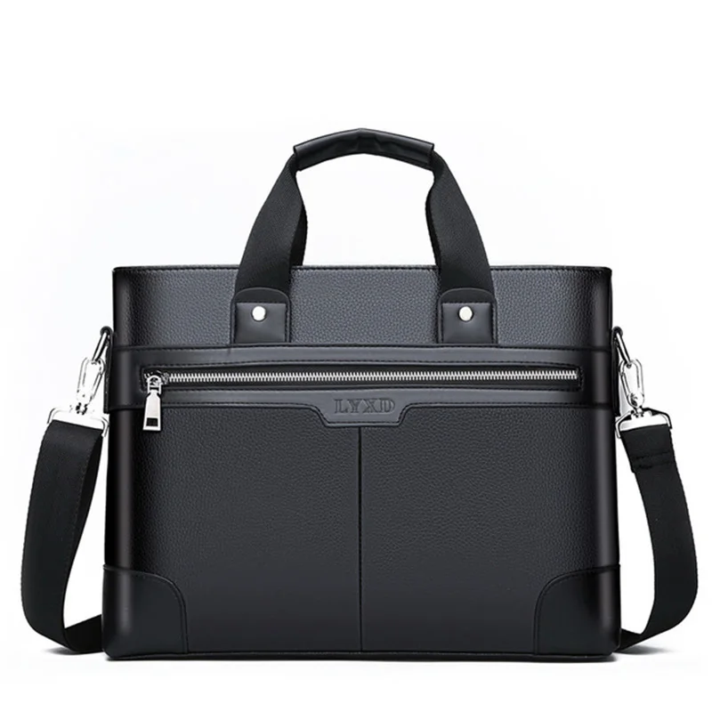WEIXIER, мужские сумки из искусственной кожи на плечо, модные деловые сумки, сумки, черная сумка для мужчин, для документов, мужские кожаные портфели для ноутбука, сумка - Color: Black