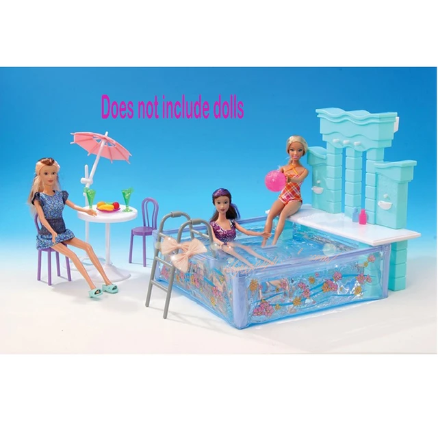 For Barbie Doll Furniture Accessories Toy Summer swimming Pool Wall Water  Spray Garden Afternoon Tea Pretend Holiday Gift Girl - AliExpress