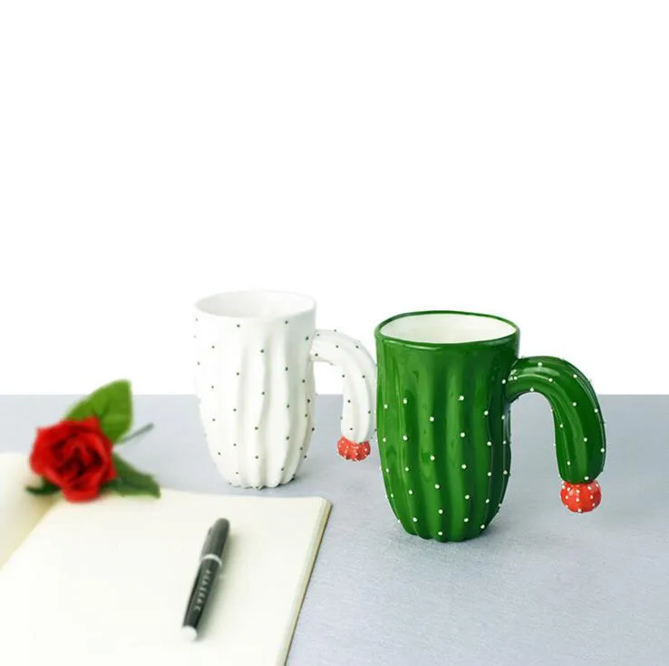

2018 Creativity Ceramics Mug Cup Cactus Shape Drinking Cup Gift Cup for Friend and Family