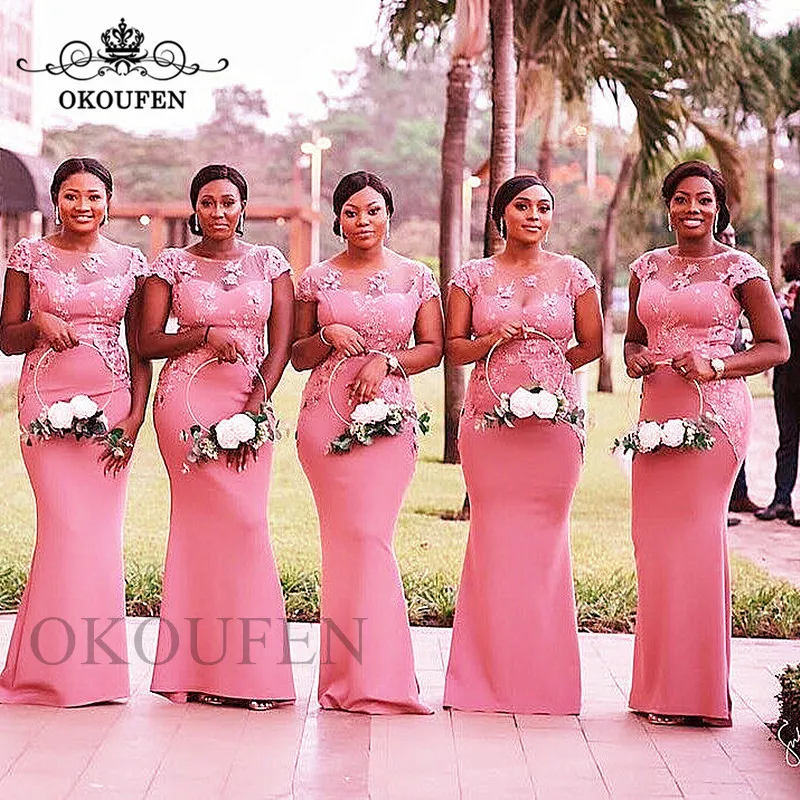 pink bridesmaid dresses with sleeves