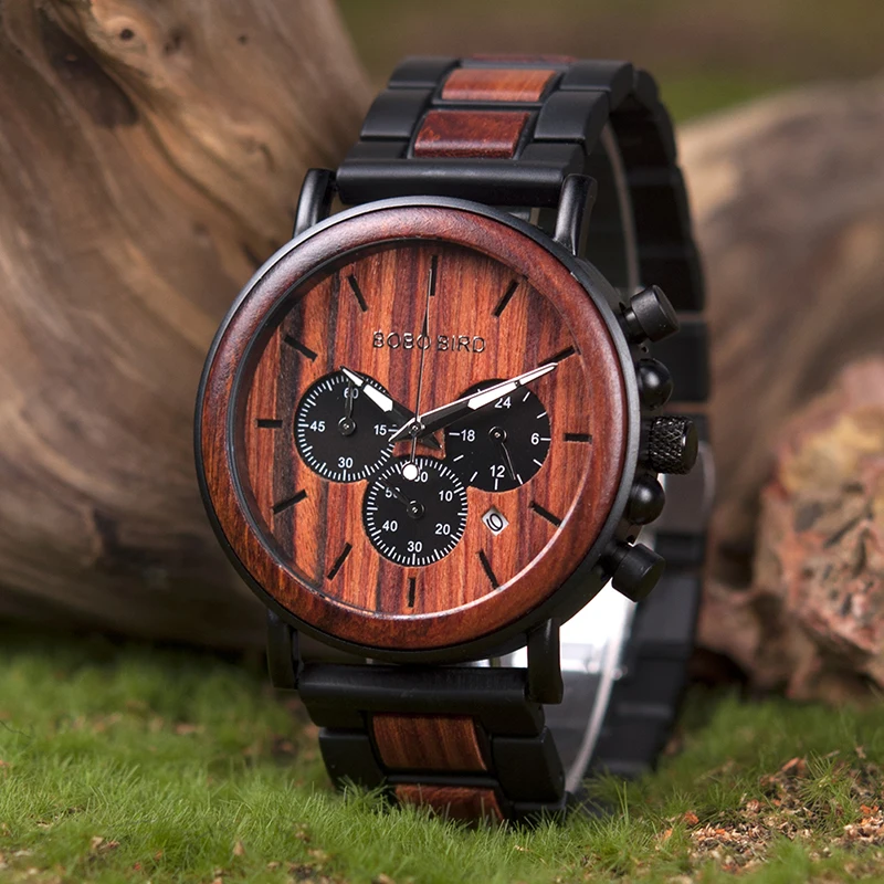BOBO BIRD деревянные мужские часы Relogio Masculino лучший бренд роскошный стильный Хронограф военные часы отличный подарок для мужчин OEM