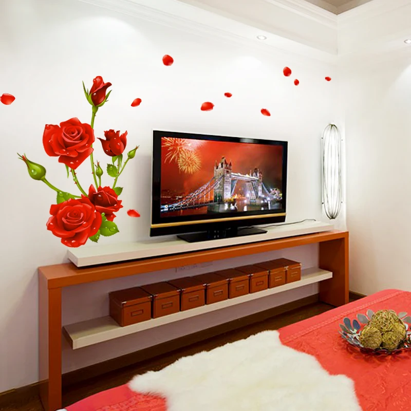 

Rose Wall Decal Sticker Home/Store Decor DIY Removable Art Vinyl Mural For Living Room/Sofa/Bedroom/TV Background QTB181