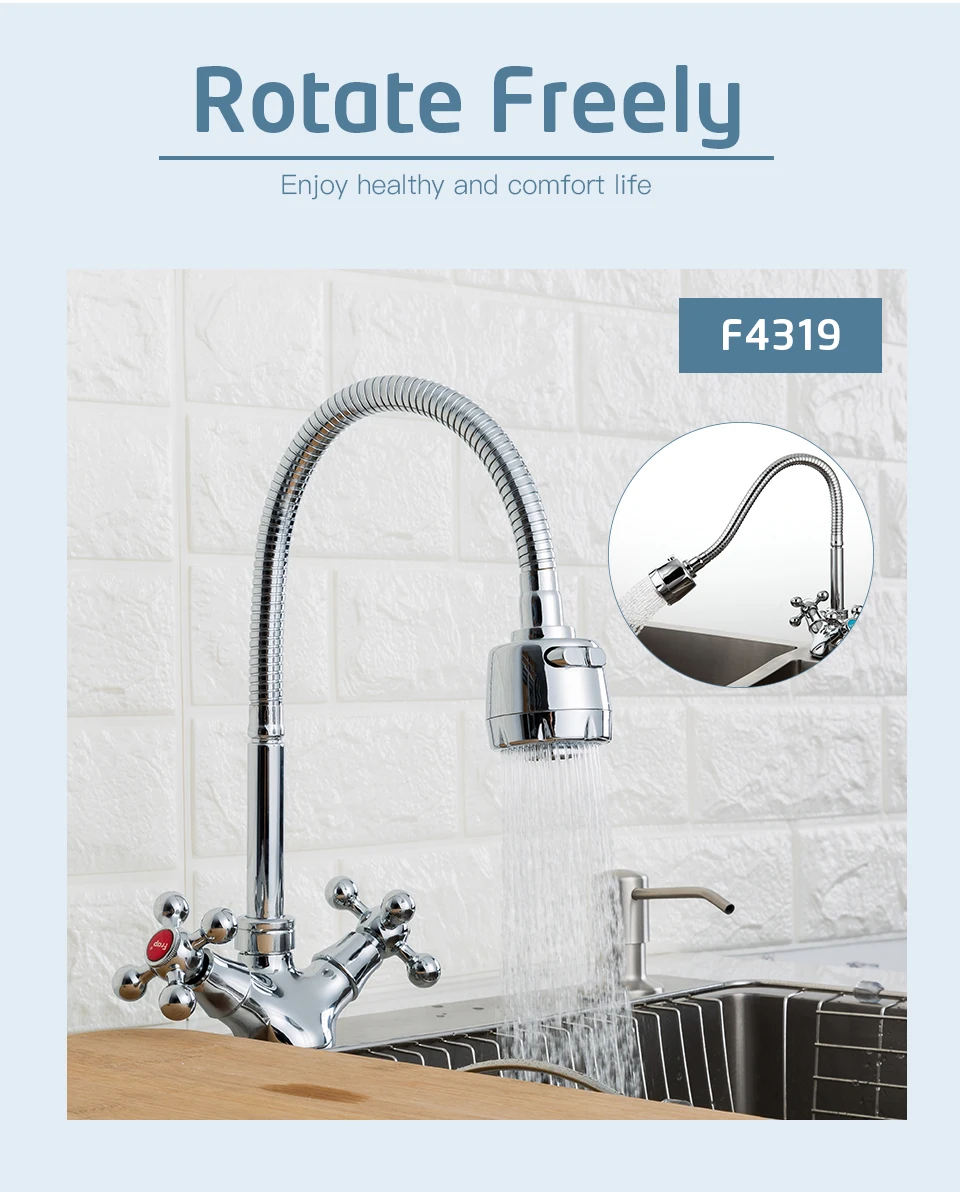 FRAP Top Quality Kitchen Sink Faucet Mixer Cold and Hot Kitchen Tap Mixer Silver Single Hole Water Tap torneira cozinha F4319