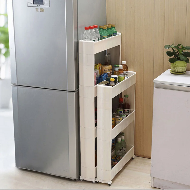 

1Pcs Creative Practical Gap Spice Storage Rack Kitchen Bathroom Removable Plastic Shelf Space Saving 3 Layers Storage Shelf
