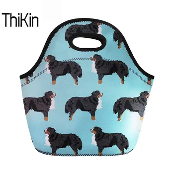 

THIKIN Neoprene Food Case For Female Bernese Dog Children School Lunch Thermal Cooler Bag Casual Dessert Coffee Office Handbags