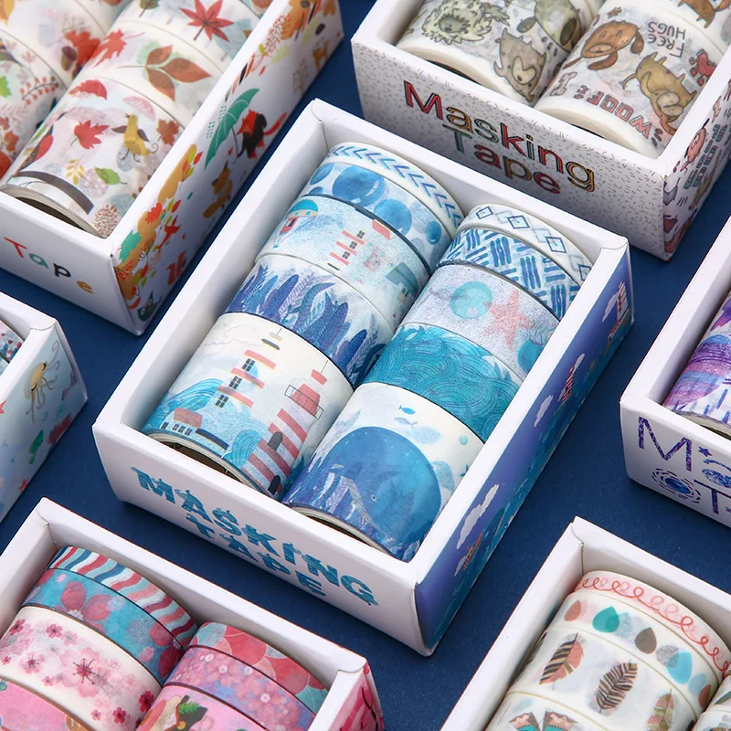 

10pcs 2m Multi-size Kawaii Creative Masking Washi Tape Set Cute DIY Decorative Adhesive Tape Bullet Journal Tape Gift Supplies