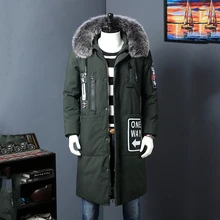 Повседневная и модная русская зимняя куртка, Мужская брендовая куртка на белом утином пуху Tace& Shark, Мужская Утепленная длинная пуховая куртка с меховым воротником для мужчин