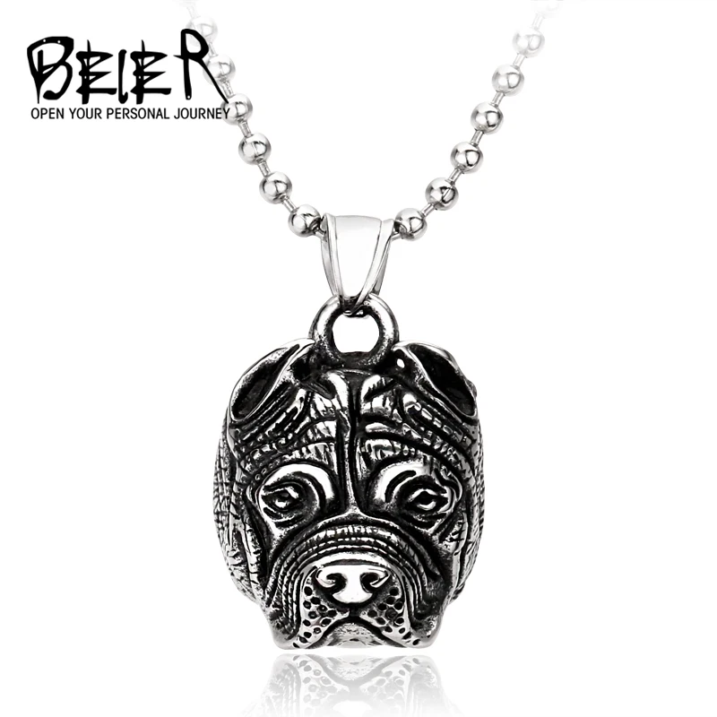 

Beier new store 316L Stainless Steel pendant necklace Animal Bulldog Dog Pendant For Boy jewelry LLBP8-119R