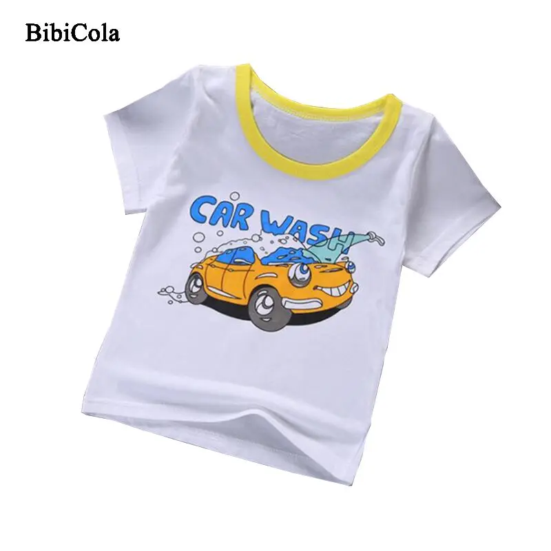 BibiCola/Летняя футболка для мальчиков детские топы с рисунком для мальчиков, повседневная одежда с короткими рукавами для маленьких мальчиков хлопковые спортивные майки - Цвет: picture color