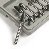 טונגסטן פלדה 8pcs טונגסטן קרביד סיבוב Burr סט ראש שחיקה פלדה טונגסטן מסתובבת כלי שמונה נגנים ידית מסתובבת (3)