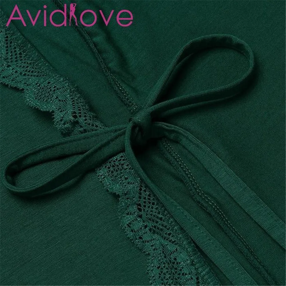 Женский Атласный халат Avidlove кружевной хлопковый ночной большого размера на