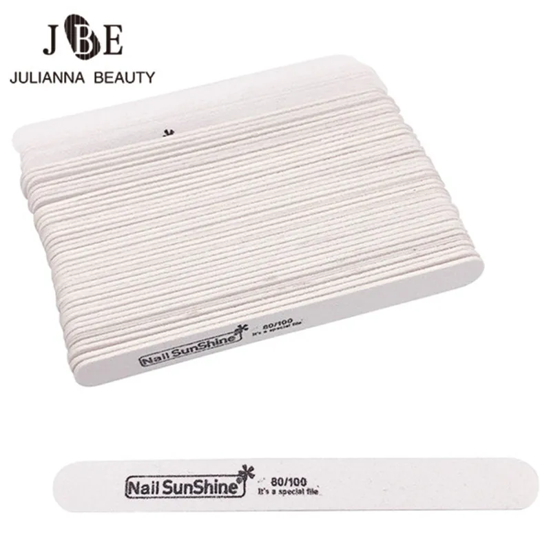

100Pcs Wood Nail File 80/100 Strong Thick Professional Disposable Double Side Nail Art Sanding Buffer Files Manicure UV Gel Tips