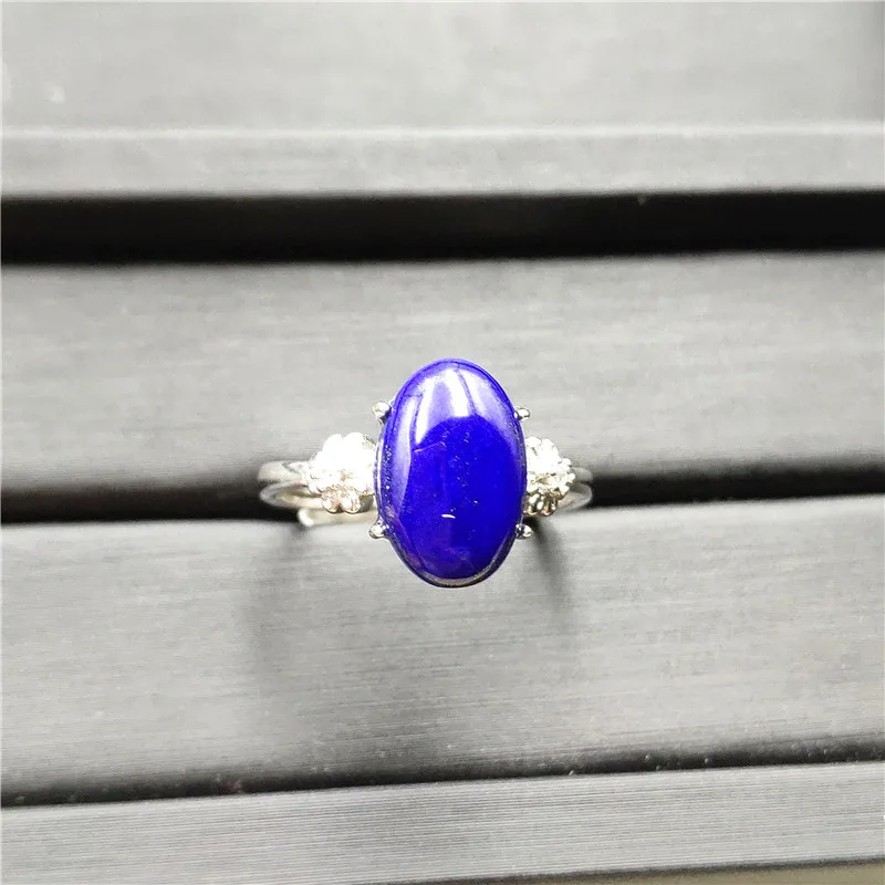 

Genuine Natural Royal Blue Lapis Lazuli Gemstone Adjustable Size Ring For Woman Man Anniversary Gift 12x9mm Beads Prayer Ring