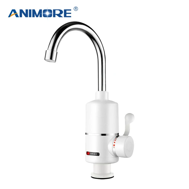 Cheap ANIMORE Instant Electric Water Heater Bathroom/Kitchen Electric Hot Water Tap Hot Cold Dual-use Faucet Tankless 3000W EWH-05