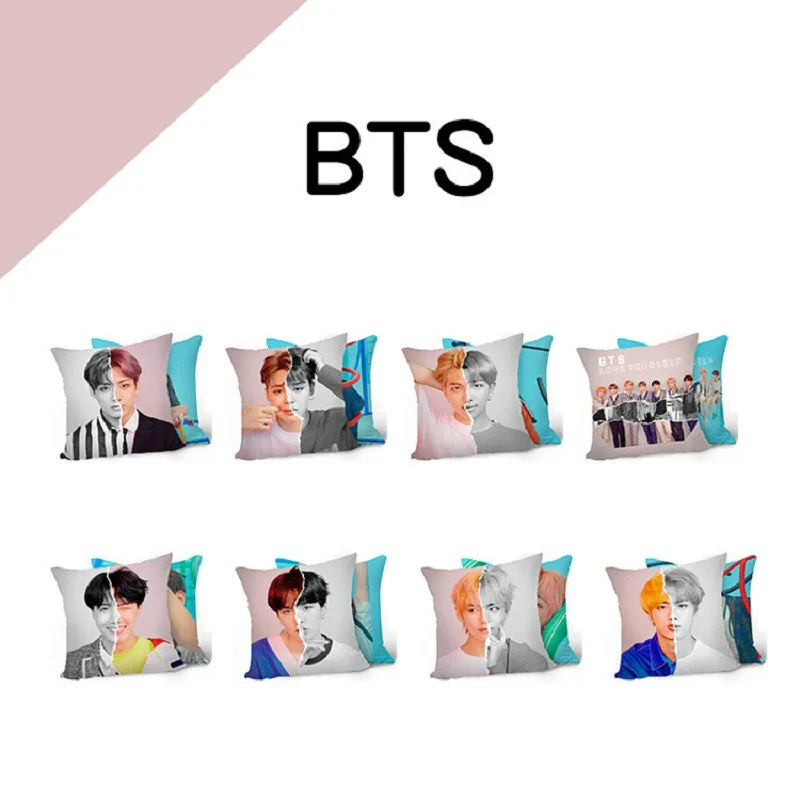 

40x40cm Kpop Sofa Pillow for BTS Bangtan Boys Double Side Car Pillow JIN V SUGA JUNGKOOK Fans Gift Collection Stuffed Pillow