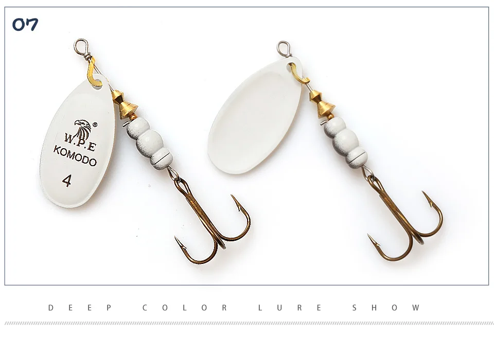 W.P.E Brand 1pcs Spinner Lure 6.5g/9.7g/13.4g Bass Fishing Bait Metal Spoon Lure Treble Hook Fishing Tackle Hard Lure CrankBaits