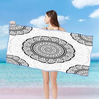 

Geometry Pattern Bath Towel Mandala Rectangle Beach Towel Fast Dry Mat Yoga Sleeping Mat Sand Free Microfiber Blanket for Travel