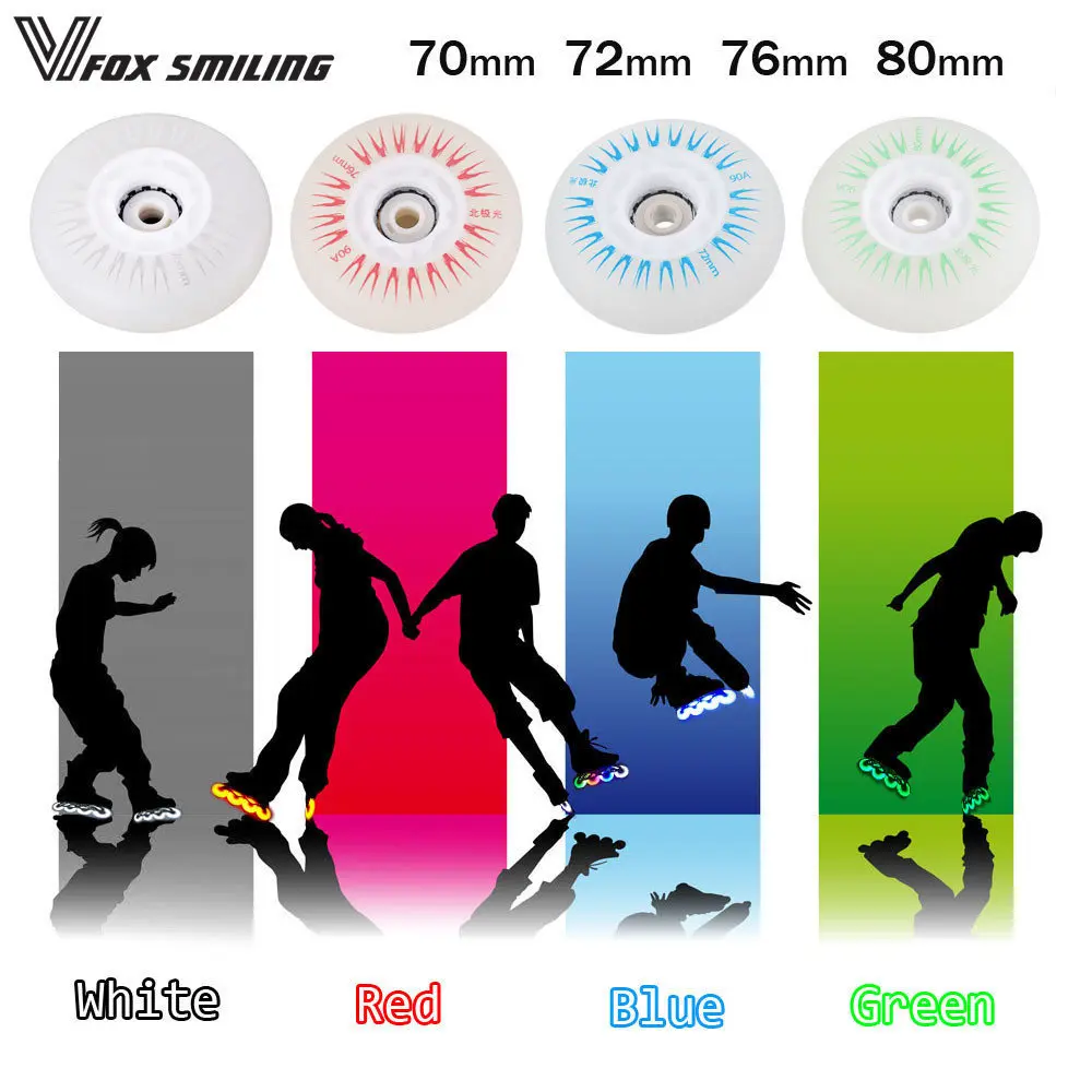 

Roller Skates Wheel 90A 70 72 76 80mm Skate Slalom/Braking Roller Skating Wheel LED Light Sliding Skates Wheels