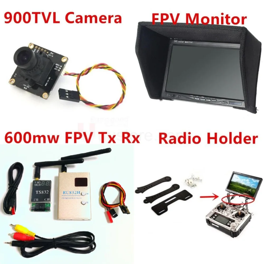 RC Fpv Kit Combo System 900TVL Camera + 5.8Ghz 600mw 48CH VTx VRx + 800x480 HD Snow Monitor + Radio holder for RC Car 1
