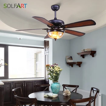 

Glass Ceiling Fan Modern LED European Ceiling Fans 52inch 42inch Glass Lampshade Decorative Fans