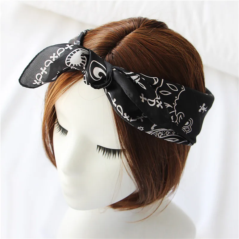4color Chiffon Scarf Female Small Square Hair Band Decoration Vintage Boho Hair Handkerchief Head Bandage Scarves for Women