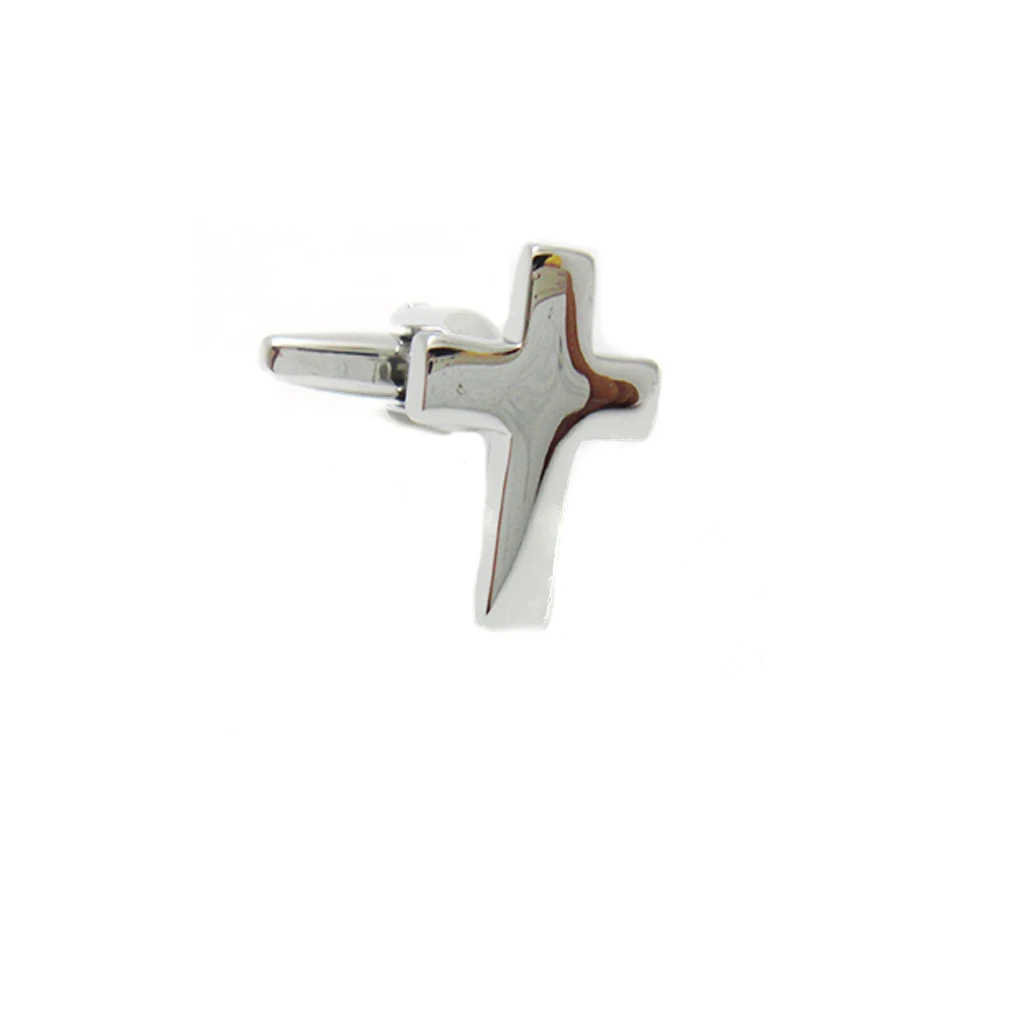 1 Pairs High Polished Brass Metal Cross Christian Cufflinks Mens Shirt Cuff Link Fashion Jewelry