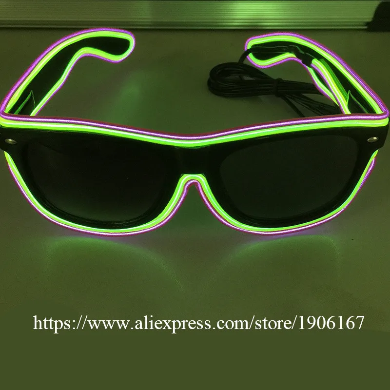 Fashion LED EL Wire Glasses Glow In The Dark Sunglasses Helloween Concert Party led flashing Glasses Eyewear17