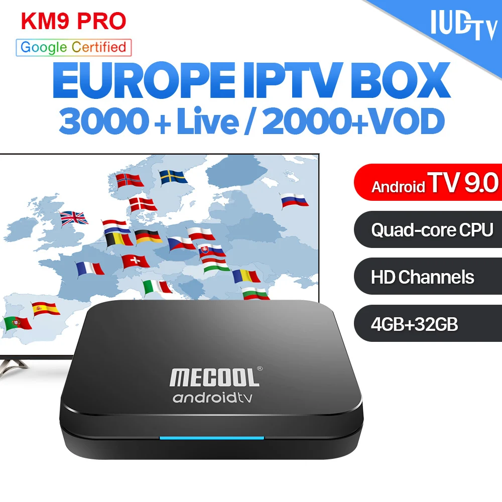 

IPTV KM9 Pro Android TV 9.0 IUDTV Code BT 4.0 4G 32G IPTV Subscription Sweden Spain Germany Dual-Band WIFI IPTV France box