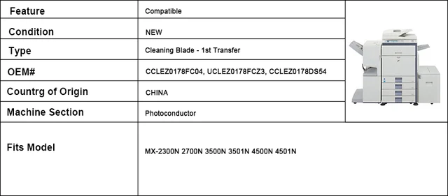 Clez0178fc04シャープmx2300nmx2700n mx3500n mx3501n mx4500nmx4501n用一次転写ベルトクリーニングブレード  AliExpress