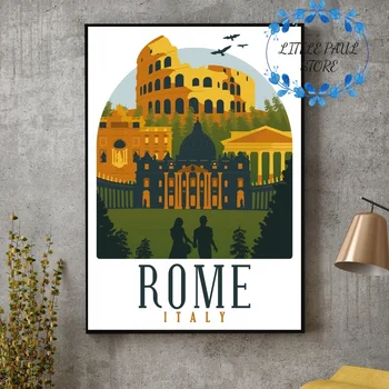 

Retro Vintage Rome Venice Italy City Landscape Art Canvas Poster Wall Picture for Room No Frame