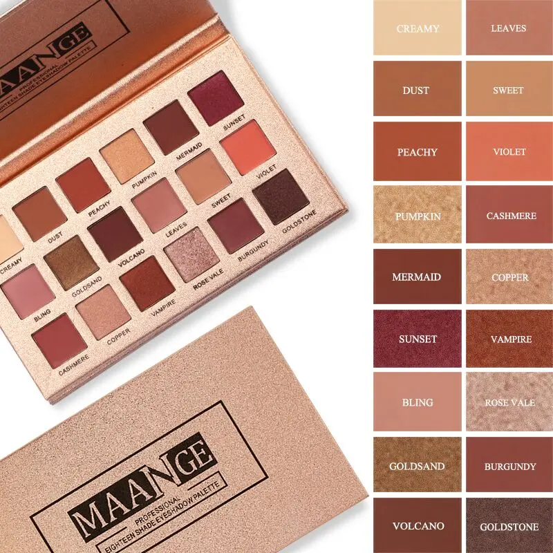 

MAANGE 18 Color Nude Shining Eyeshadow Palette Makeup Glitter Pigment Smoky Eye Shadow Pallete Waterproof Cosmetics