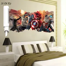 3D наклейки на стену Марвел Железный Человек Американский капитан сломанный Настенный декор Детская комната для мальчиков домашний декор