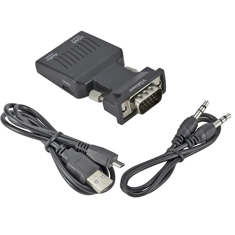 Преобразователь из VGA в HDMI/3 5 мм адаптер с видеовыходом 1080P HD 3 AUX аудиопорт для ПК
