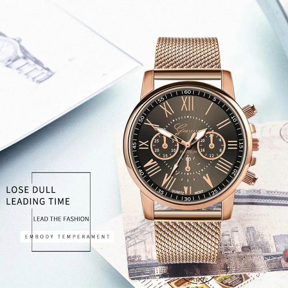 Luxury Quartz Watch For Women Female Men Lovers Couple mujer Wristwatch Milanese Stainless Steel Dial Band 3