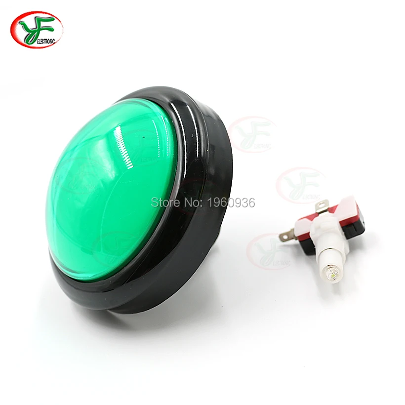 Green LED Lighted Arcade Indicator Lamp With Big Round Push Button